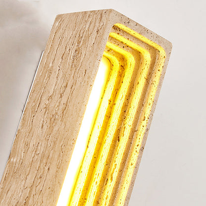 Japanese Multi-Layer Yellow Travertine LED Wall Sconce Lamp