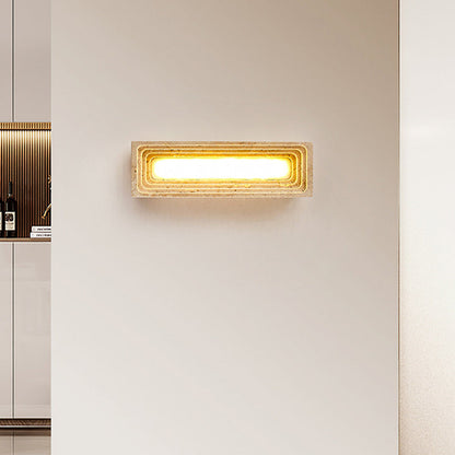 Japanese Multi-Layer Yellow Travertine LED Wall Sconce Lamp