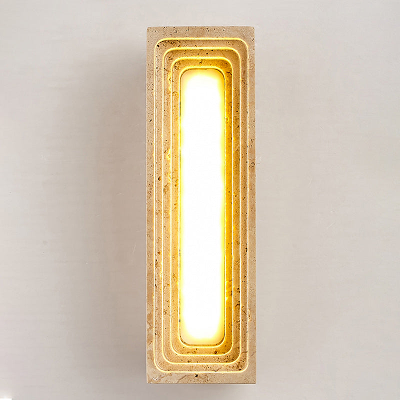Japanese Multi-Layer Yellow Travertine LED Wall Sconce Lamp