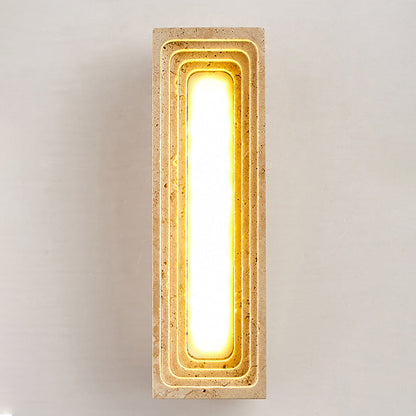Japanese Multi-Layer Yellow Travertine LED Wall Sconce Lamp