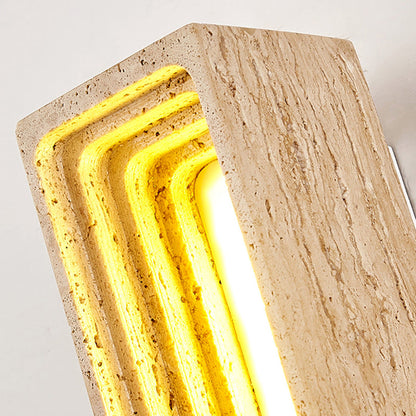 Japanese Multi-Layer Yellow Travertine LED Wall Sconce Lamp