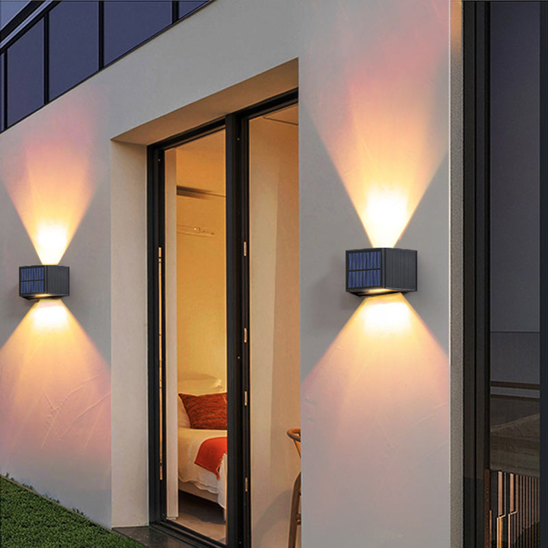 Solar Rectangle ABS LED Outdoor Wall Sconce Lamp