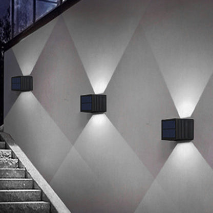 Solar Rectangle ABS LED Outdoor Wall Sconce Lamp