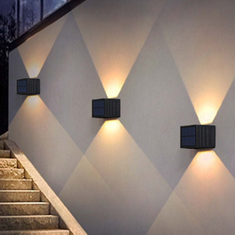 Solar Rectangle ABS LED Outdoor Wall Sconce Lamp