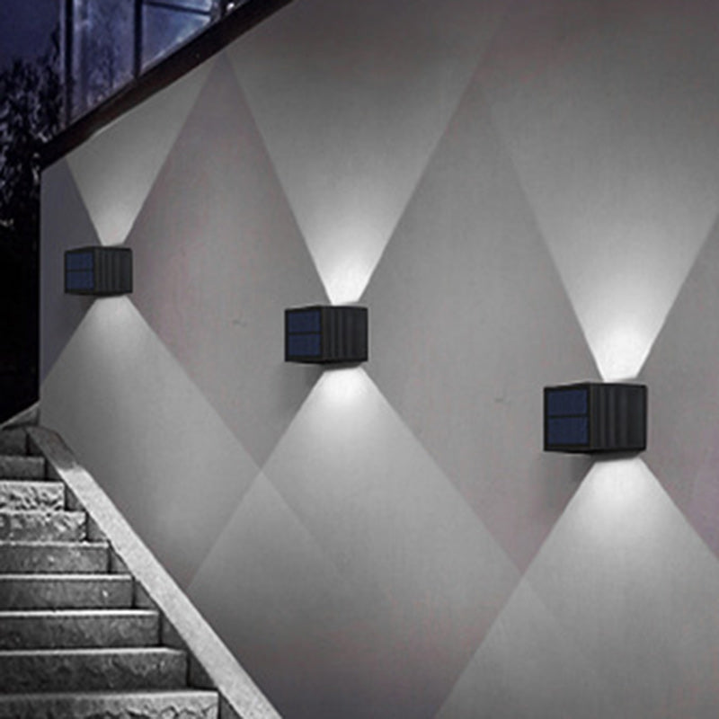 Solar Rectangle ABS LED Outdoor Wall Sconce Lamp