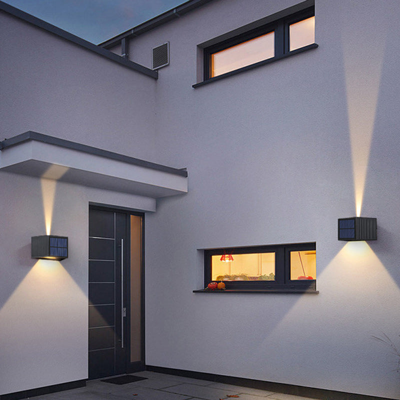 Solar Rectangle ABS LED Outdoor Wall Sconce Lamp