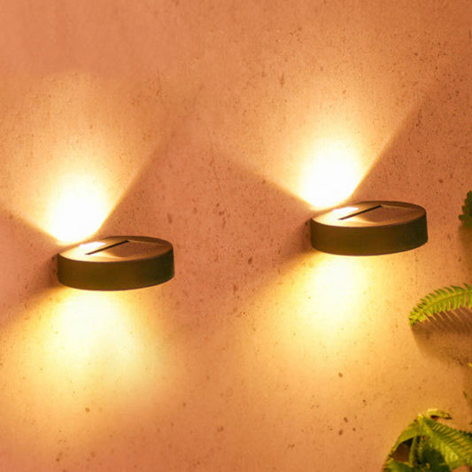 Solar Round Rectangle ABS PVC LED Outdoor Wall Sconce Lamp