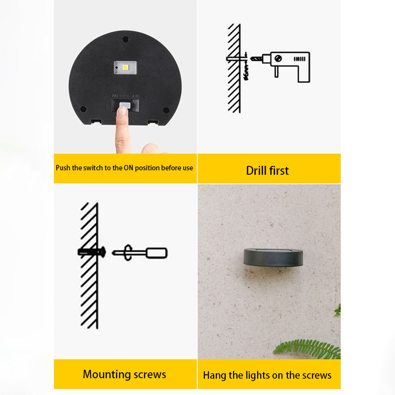 Solar Round Rectangle ABS PVC LED Outdoor Wall Sconce Lamp