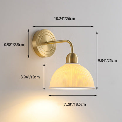 Half Disc Base Copper Ceramic 1-Light Wall Sconce Lamp