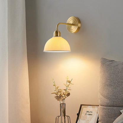 Half Disc Base Copper Ceramic 1-Light Wall Sconce Lamp