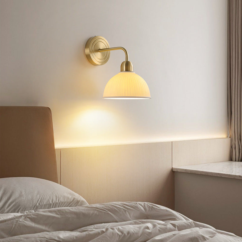 Half Disc Base Copper Ceramic 1-Light Wall Sconce Lamp