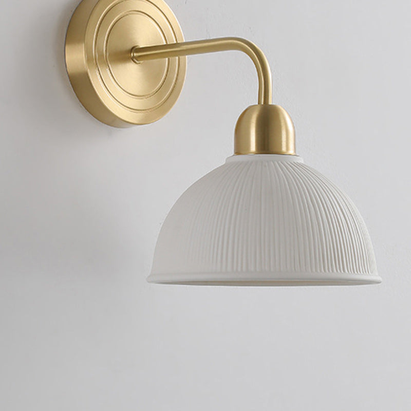 Half Disc Base Copper Ceramic 1-Light Wall Sconce Lamp