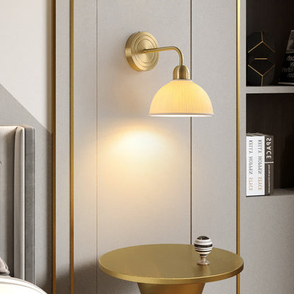 Half Disc Base Copper Ceramic 1-Light Wall Sconce Lamp