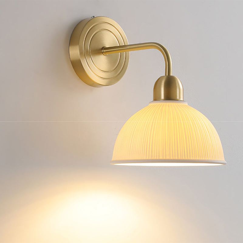 Half Disc Base Copper Ceramic 1-Light Wall Sconce Lamp