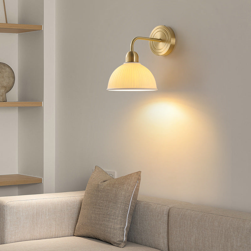 Half Disc Base Copper Ceramic 1-Light Wall Sconce Lamp