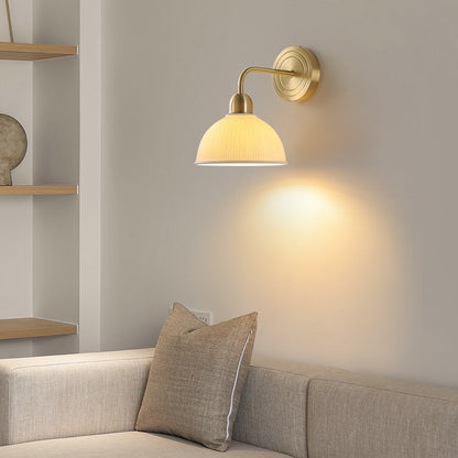 Half Disc Base Copper Ceramic 1-Light Wall Sconce Lamp
