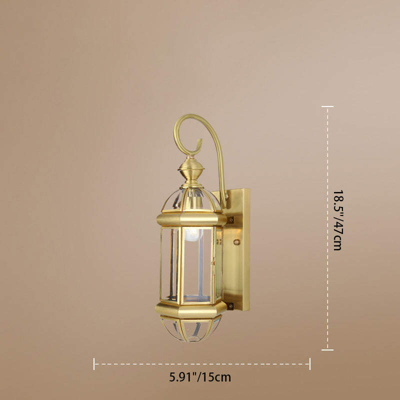 Waterproof Round Copper Glass 1/3/6 Light Wall Sconce Lamp