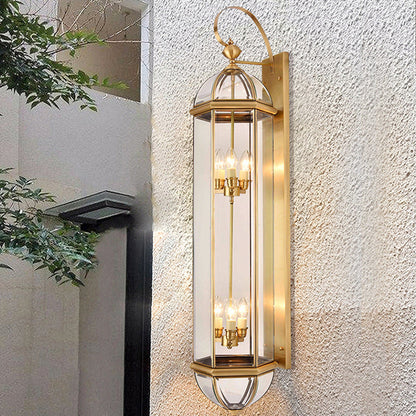 Waterproof Round Copper Glass 1/3/6 Light Wall Sconce Lamp
