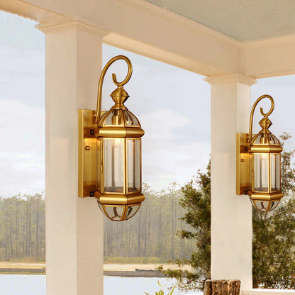Waterproof Round Copper Glass 1/3/6 Light Wall Sconce Lamp