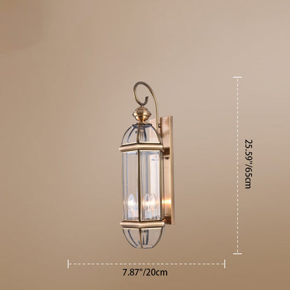 Waterproof Round Copper Glass 1/3/6 Light Wall Sconce Lamp
