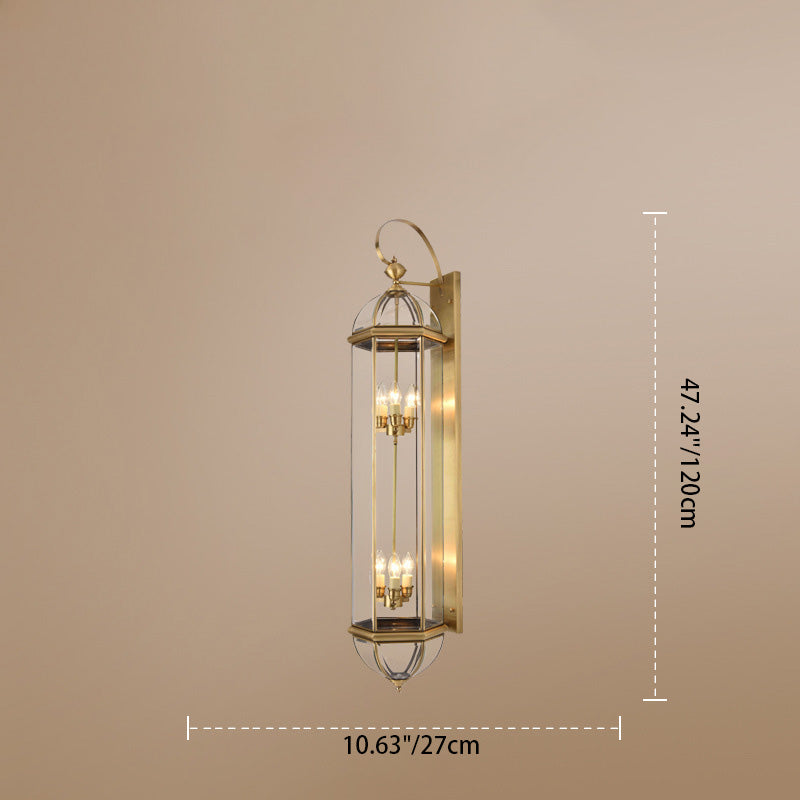 Waterproof Round Copper Glass 1/3/6 Light Wall Sconce Lamp