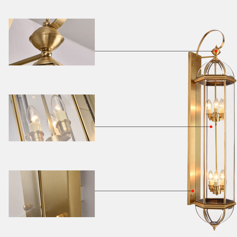 Waterproof Round Copper Glass 1/3/6 Light Wall Sconce Lamp