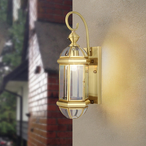 Waterproof Round Copper Glass 1/3/6 Light Wall Sconce Lamp