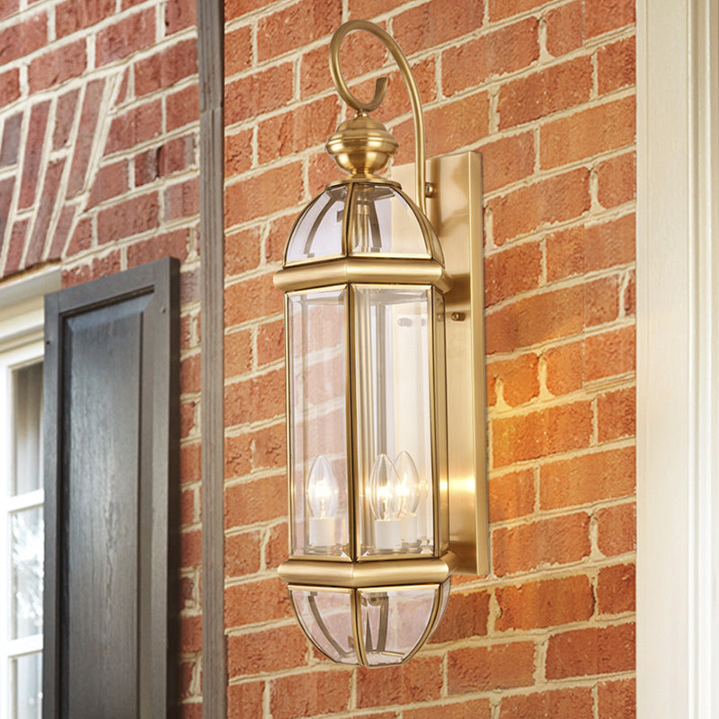 Waterproof Round Copper Glass 1/3/6 Light Wall Sconce Lamp