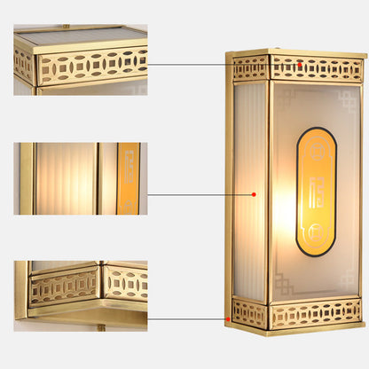 Chinese Copper Frosted Glass 1/2 Light Wall Sconce Lamp