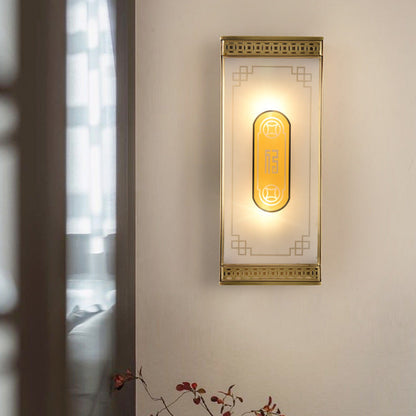 Chinese Copper Frosted Glass 1/2 Light Wall Sconce Lamp