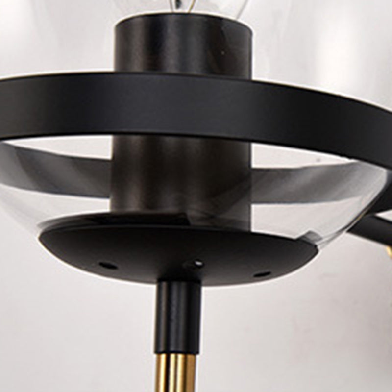 Round Ball Oval Base Iron Glass 1-Light Wall Sconce Lamp