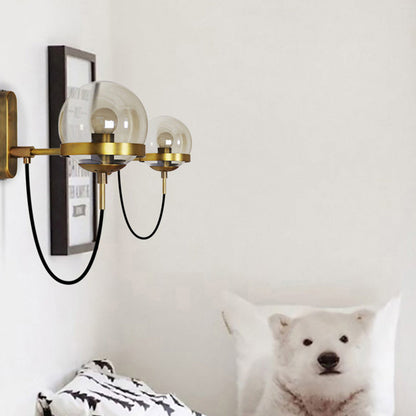Round Ball Oval Base Iron Glass 1-Light Wall Sconce Lamp