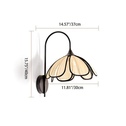 Art Petal Disc Base Iron Fabric 1-Light Wall Sconce Lamp