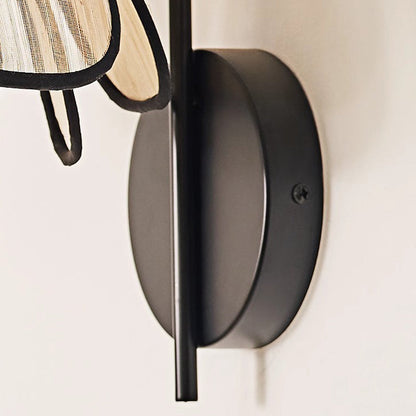 Art Petal Disc Base Iron Fabric 1-Light Wall Sconce Lamp