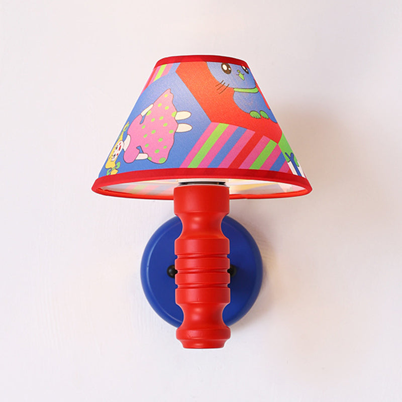 Scandinavian Iron Fabric Wood 1-Light Wall Sconce Lamp