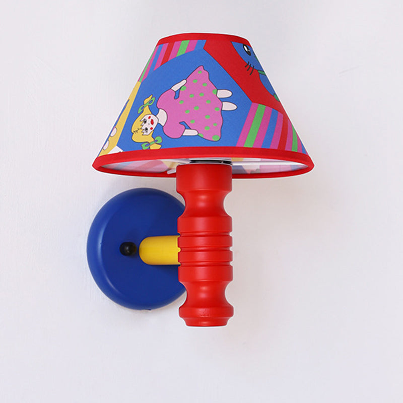 Scandinavian Iron Fabric Wood 1-Light Wall Sconce Lamp