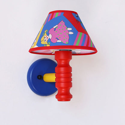 Scandinavian Iron Fabric Wood 1-Light Wall Sconce Lamp