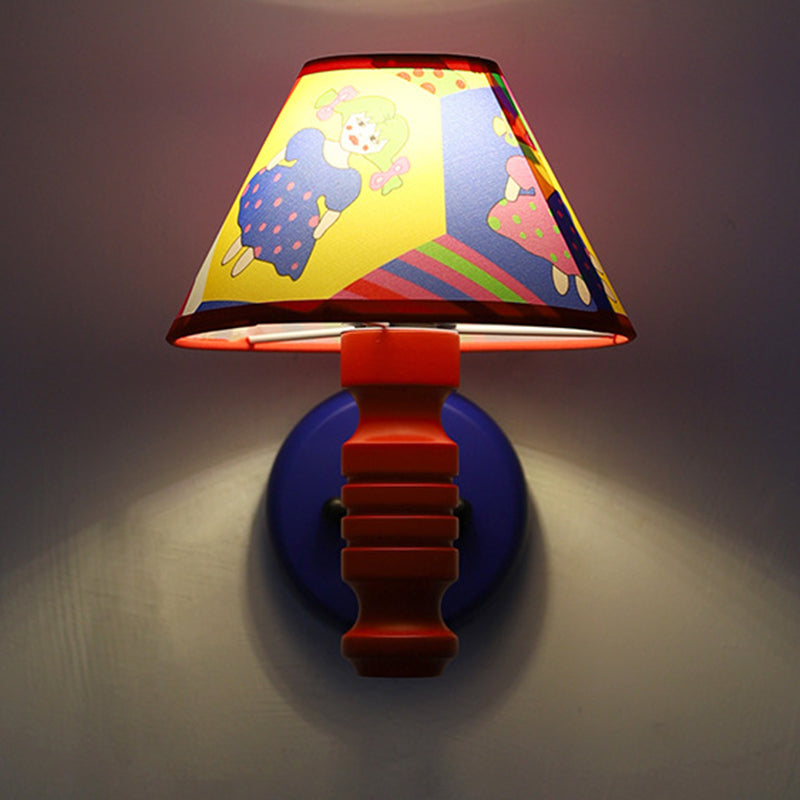 Scandinavian Iron Fabric Wood 1-Light Wall Sconce Lamp