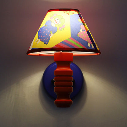 Scandinavian Iron Fabric Wood 1-Light Wall Sconce Lamp