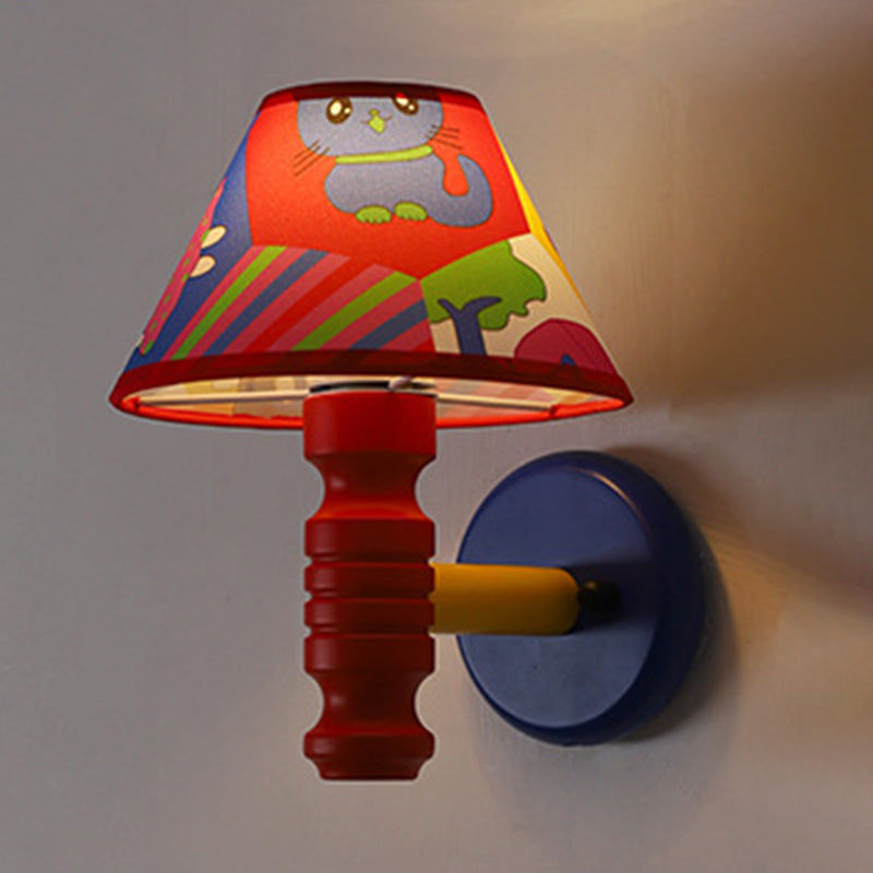Scandinavian Iron Fabric Wood 1-Light Wall Sconce Lamp