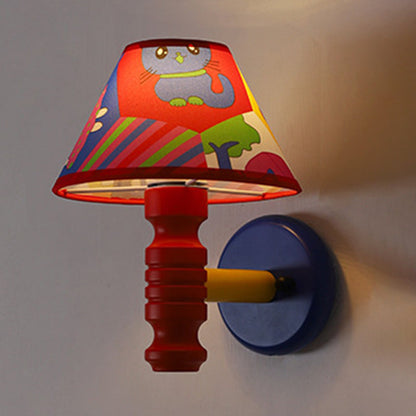 Scandinavian Iron Fabric Wood 1-Light Wall Sconce Lamp