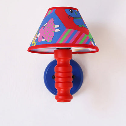Scandinavian Iron Fabric Wood 1-Light Wall Sconce Lamp