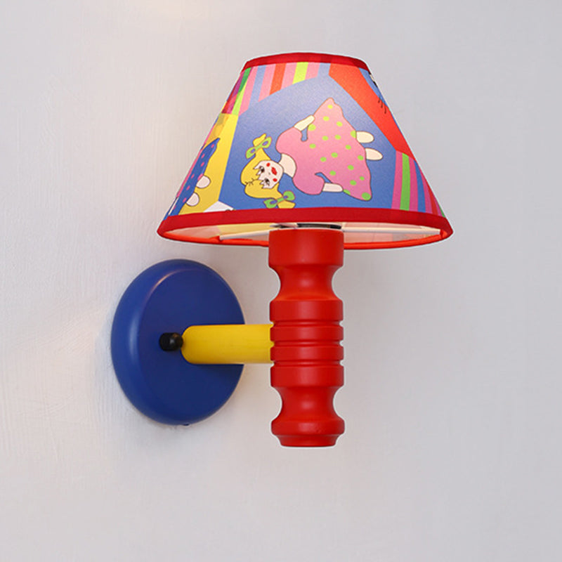 Scandinavian Iron Fabric Wood 1-Light Wall Sconce Lamp