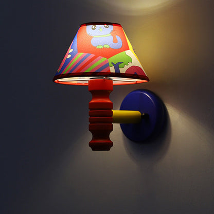 Scandinavian Iron Fabric Wood 1-Light Wall Sconce Lamp