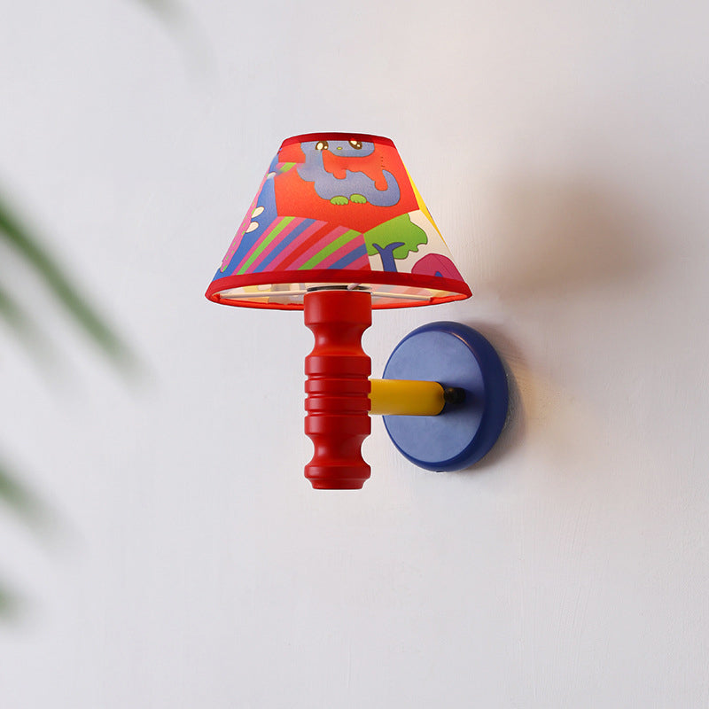 Scandinavian Iron Fabric Wood 1-Light Wall Sconce Lamp