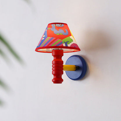 Scandinavian Iron Fabric Wood 1-Light Wall Sconce Lamp