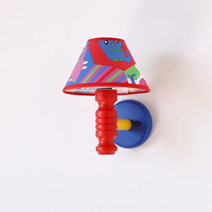Scandinavian Iron Fabric Wood 1-Light Wall Sconce Lamp
