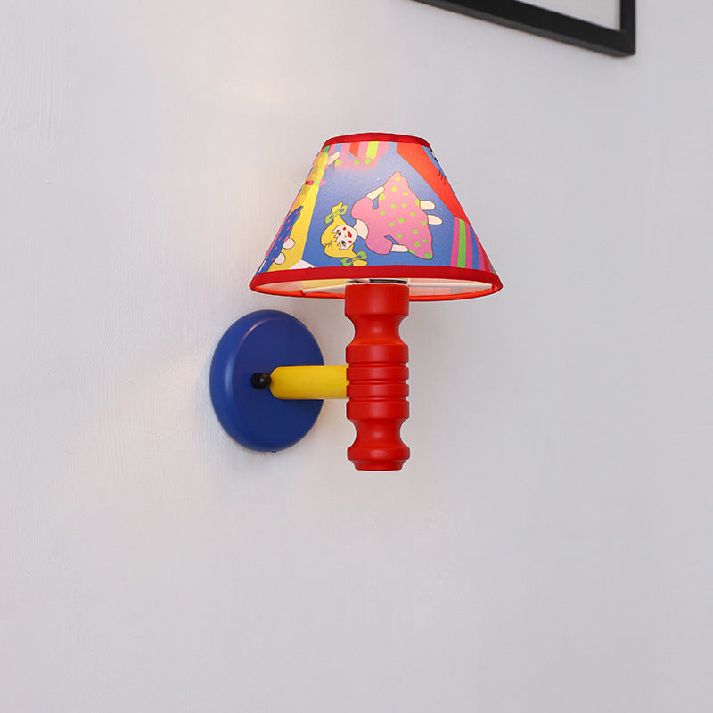 Scandinavian Iron Fabric Wood 1-Light Wall Sconce Lamp