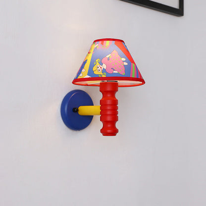 Scandinavian Iron Fabric Wood 1-Light Wall Sconce Lamp