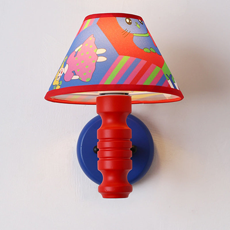 Scandinavian Iron Fabric Wood 1-Light Wall Sconce Lamp
